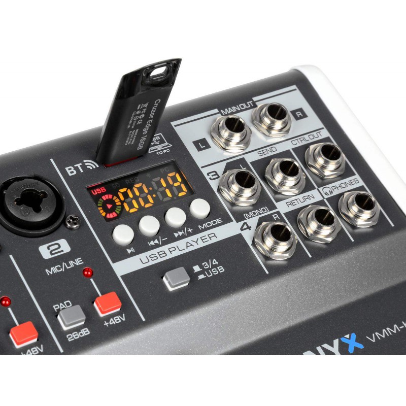 VONYX VMM-K402, mesa mezclas 4 canales con DSP efectos,MP3,BT.