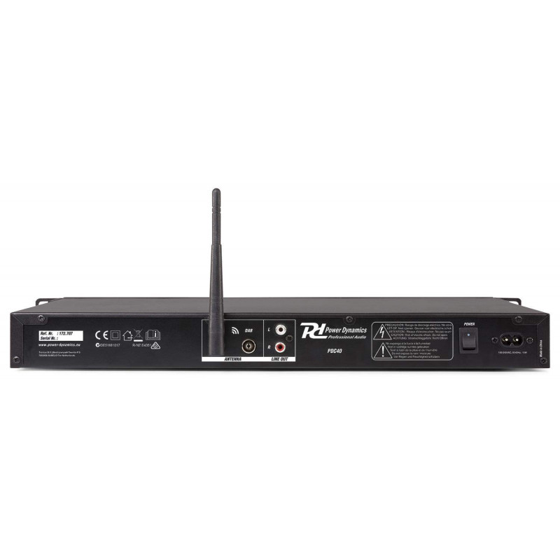 POWER DYNAMICS PDC40 Reproductor multimedia DAB+/Tuner /FM,Puerto USB/ Bluetooth, Pantalla LCD