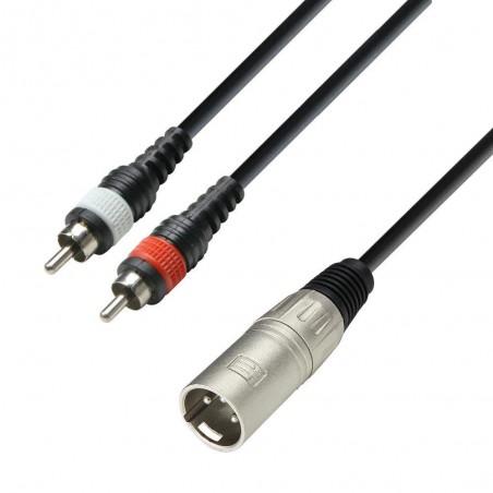 Cable Adam Hall K3YMCC0300 XLR Macho a 2x RCA Macho y longitud de 3 metros.