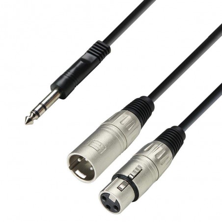 Cable de audio de inserción Adam Hall K3YVMF0100 Jack stereo a XLR Macho+Hembra y longitud de 1 metro. Cable de audio de inserción Adam Hall K3YVMF0100 Jack stereo a XLR Macho+Hembra y longitud de 1 metro.