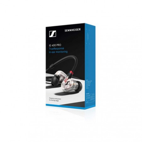 Auriculares dinámicos e intraaurales para monitoreo con sonido estudio Sennheiser IE400 Pro en acabado Transparente.