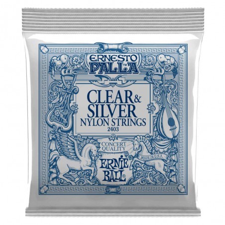 Juego de cuerdas para Guitarra Clásica Ernie Ball Ernesto Palla 2403 Clear & Silver de tensión media