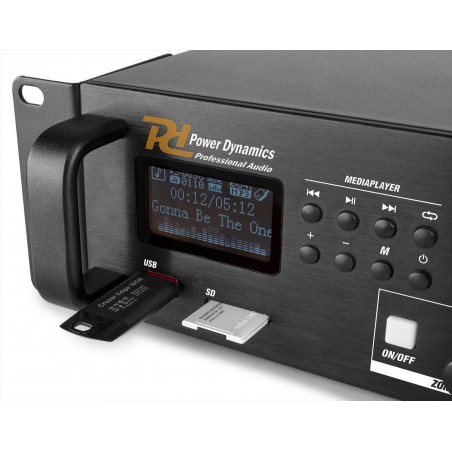 POWER DYNAMICS PDV360MP3 Amplificador linea 100v 4 Zonas 360W