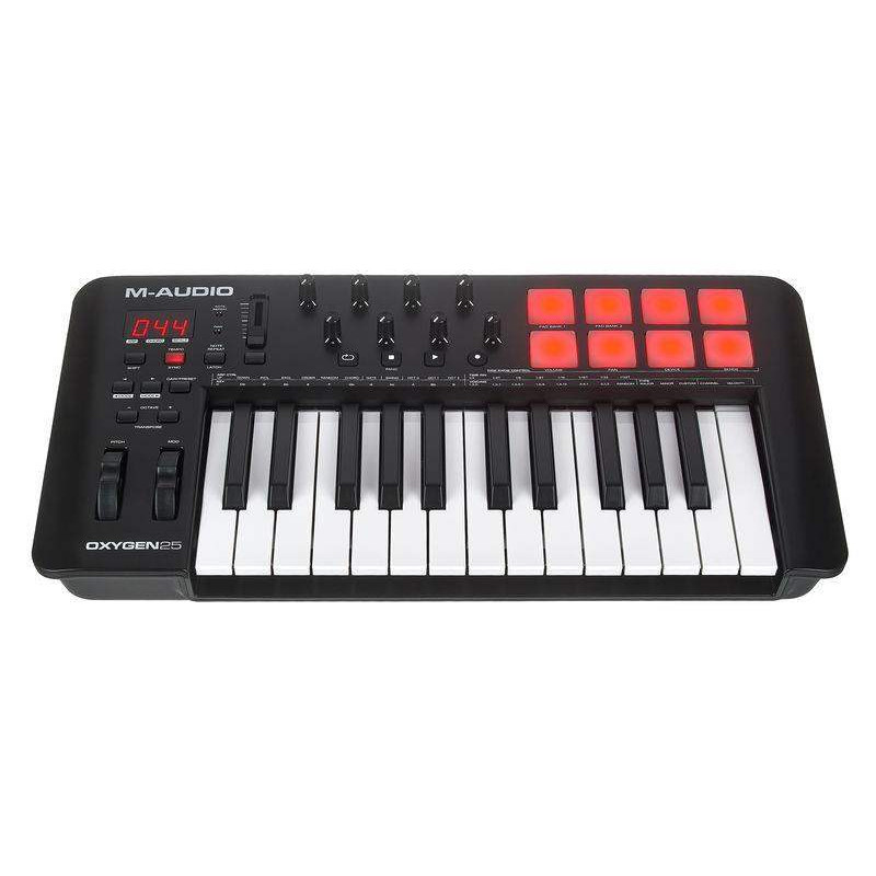 M-AUDIO OXYGEN 25 MKV, Teclado controlador 25 teclas sensibles a la velocidad,8 pads de disparo,8 Botones asignables,