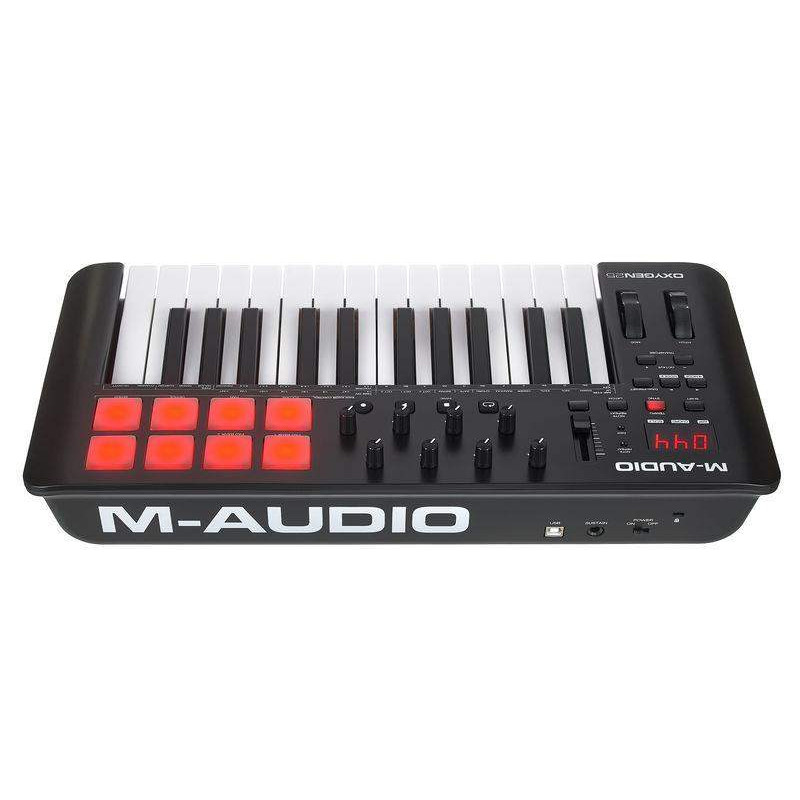 M-AUDIO OXYGEN 25 MKV, Teclado controlador 25 teclas sensibles a la velocidad,8 pads de disparo,8 Botones asignables,