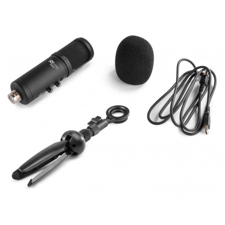 POWER DYNAMICS PCM120 Micrófono de Condensador USB Audio Broadcasting y Streaming incluye Trípode y Cable USB.
