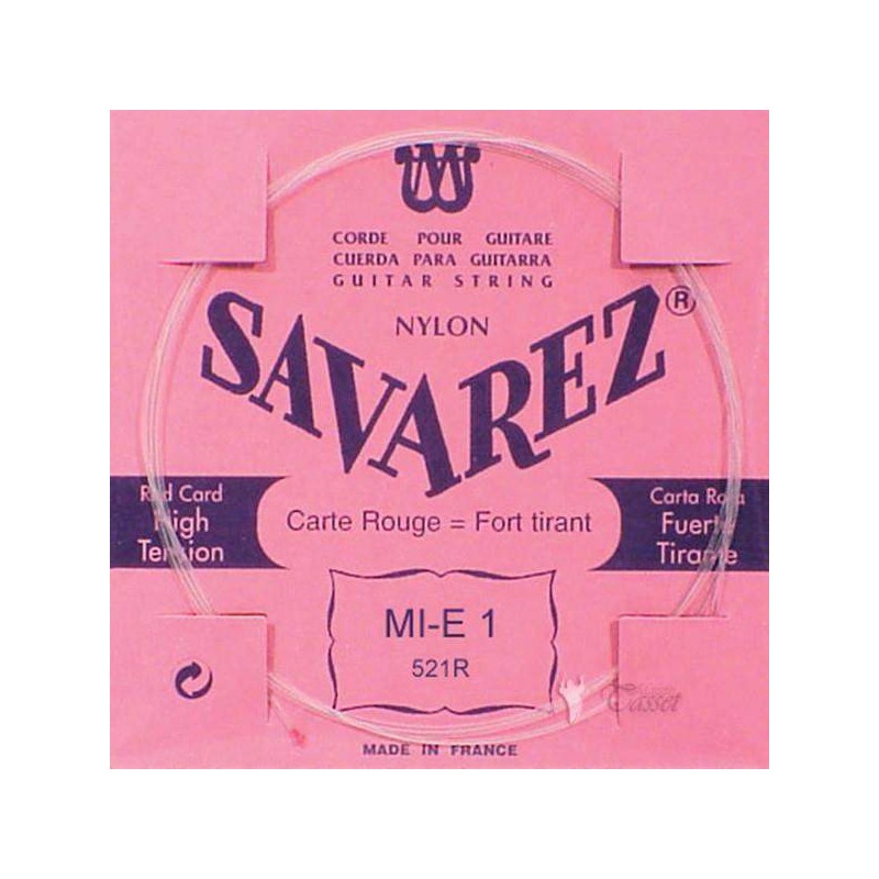 Cuerda para Guitarra Clásica Savarez Carta Roja 1ª (MI) 521R Tensión Normal-Alta de nylon transparente.