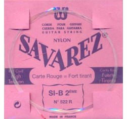 Cuerda para Guitarra Clásica Savarez Carta Roja 2ª (SI) 522R Tensión Normal-Alta de nylon transparente.