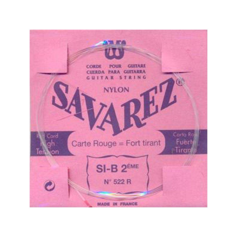 Cuerda para Guitarra Clásica Savarez Carta Roja 2ª (SI) 522R Tensión Normal-Alta de nylon transparente.