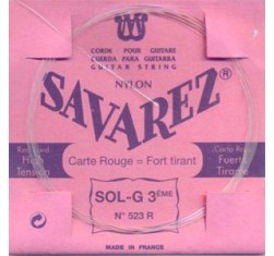 Cuerda para Guitarra Clásica Savarez Carta Roja 3ª (SOL) 523R Tensión Normal-Alta de nylon transparente.