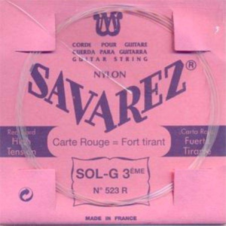 Cuerda para Guitarra Clásica Savarez Carta Roja 3ª (SOL) 523R Tensión Normal-Alta de nylon transparente.