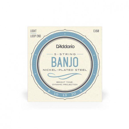 comprar Juego de cuerdas para Banjo d'Addario EJ60 Para banjo de 5 cuerdas, níquel, calibre fino, 9-20.
