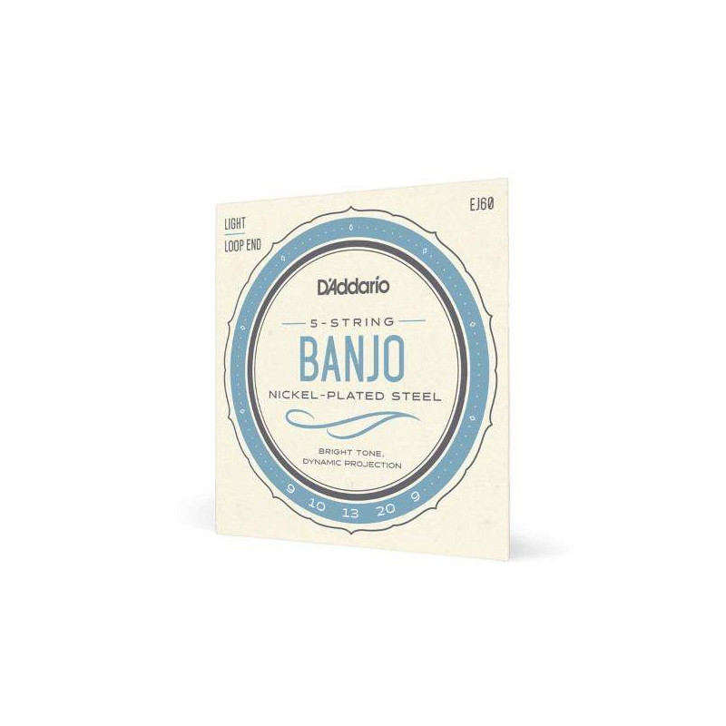 comprar Juego de cuerdas para Banjo d'Addario EJ60 Para banjo de 5 cuerdas, níquel, calibre fino, 9-20.