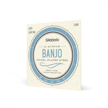 comprar Juego de cuerdas para Banjo d'Addario EJ60 Para banjo de 5 cuerdas, níquel, calibre fino, 9-20.
