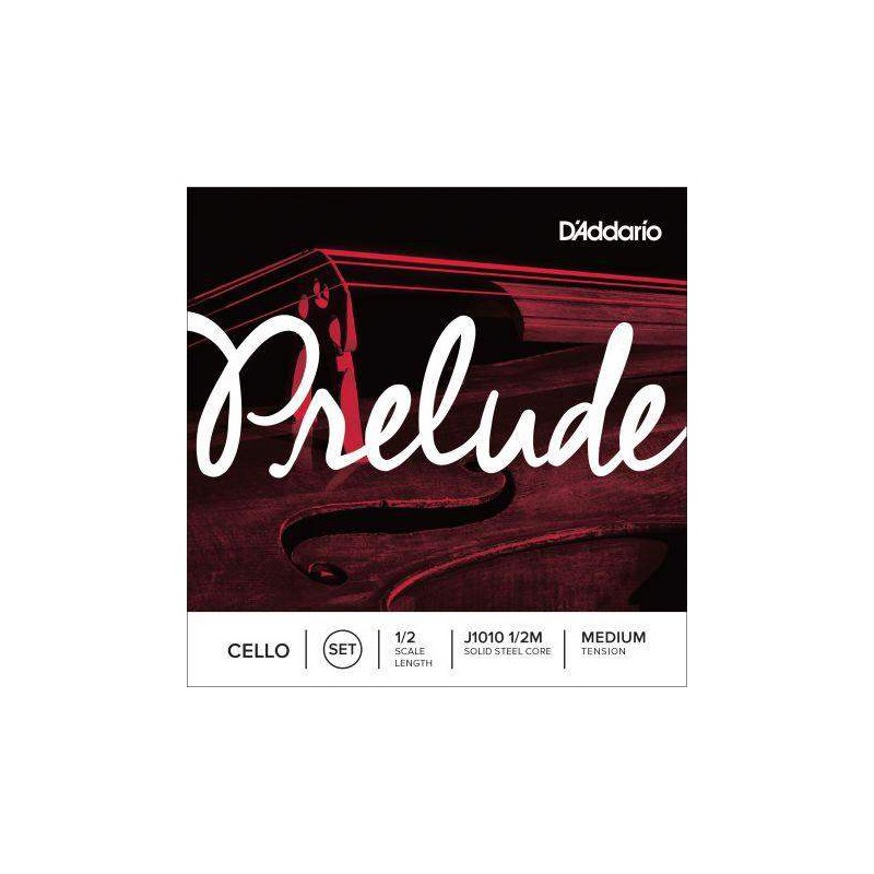 Juego de cuerdas para Cello D´Addario Prelude J1010 1/2 de tensión media y cuerda"La" entorchada en níquel.