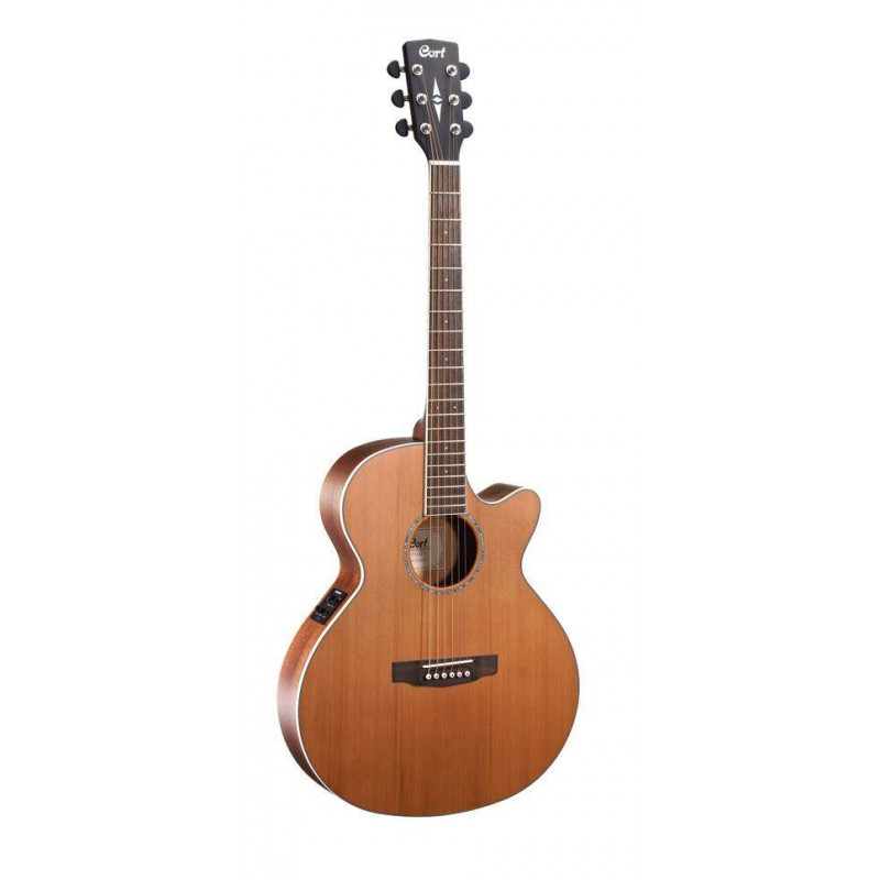 Guitarra electroacústica Cort SFX-CED NS con tapa de maciza de cedro rojo aros de caoba y fondo de caoba maciza