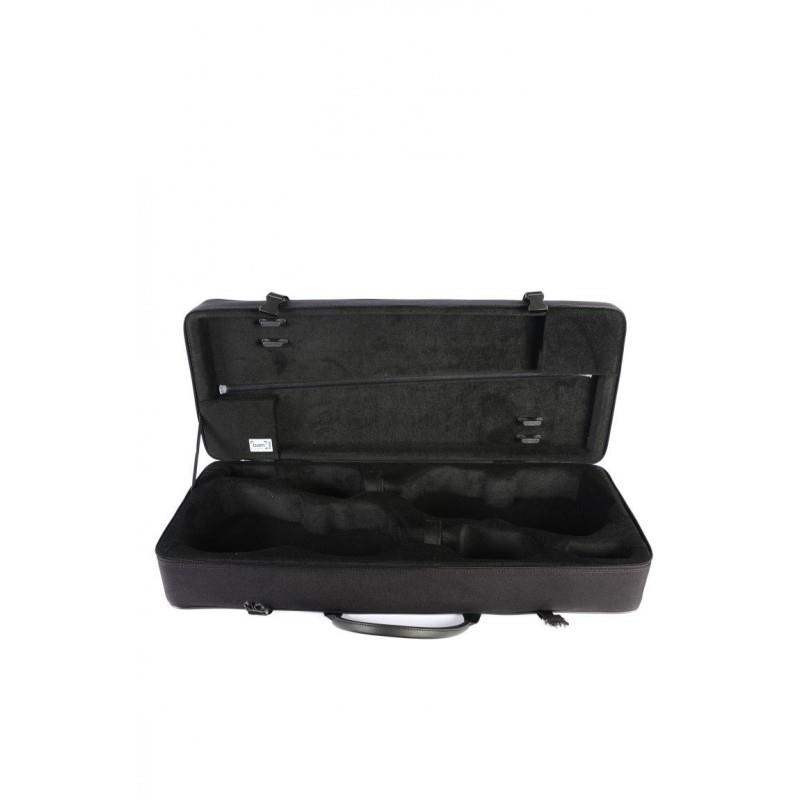 Estuche para 2 Violines Bam 2005S Classic Negro forrado en cordura resistente al agua y forma rectangular.