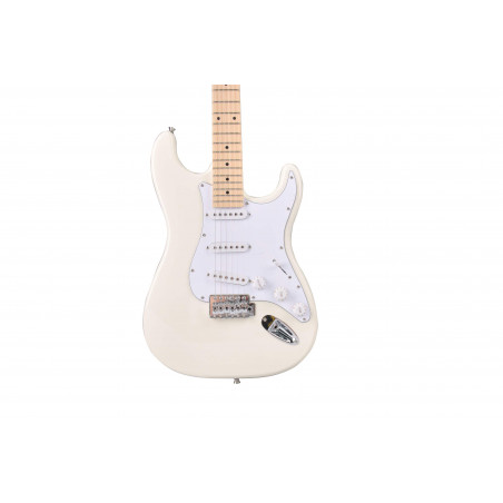 Guitarra Eléctrica tipo Strato con cuerpo macizo Oqan QGE-RST1 White RIFF Series. Acabado en Blanco.