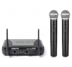 VONYX STWM712 Sistema inalambrico de 2 Micros de mano 2 Canales VHF, Diversity