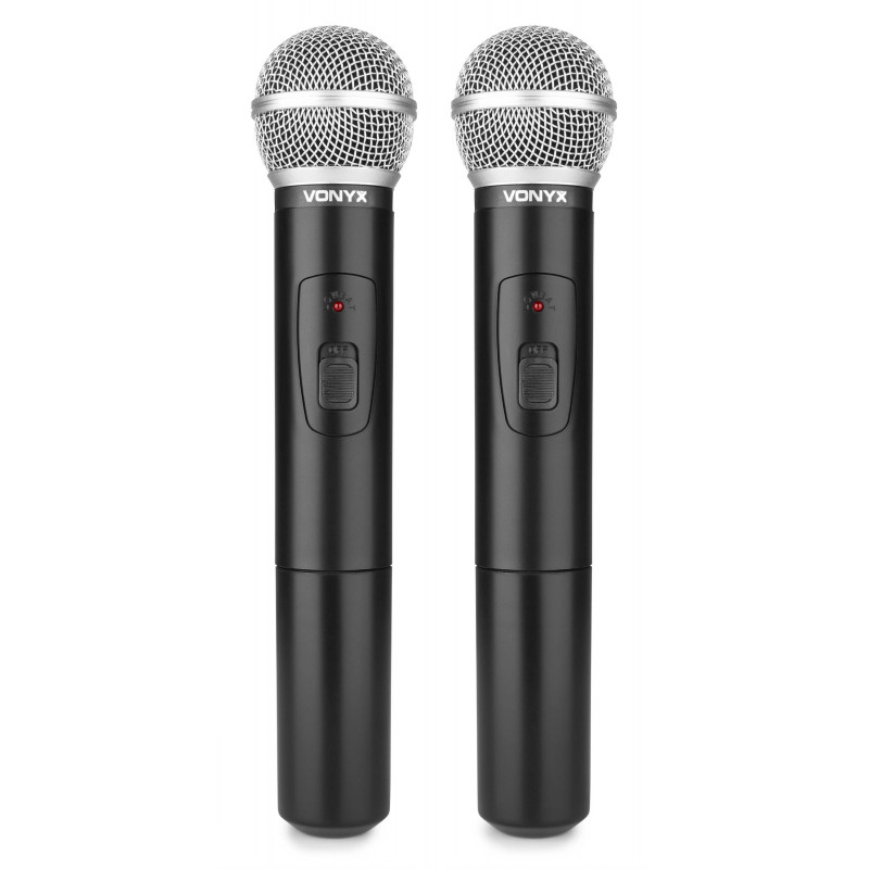 VONYX STWM712 Sistema inalambrico de 2 Micros de mano 2 Canales VHF, Diversity