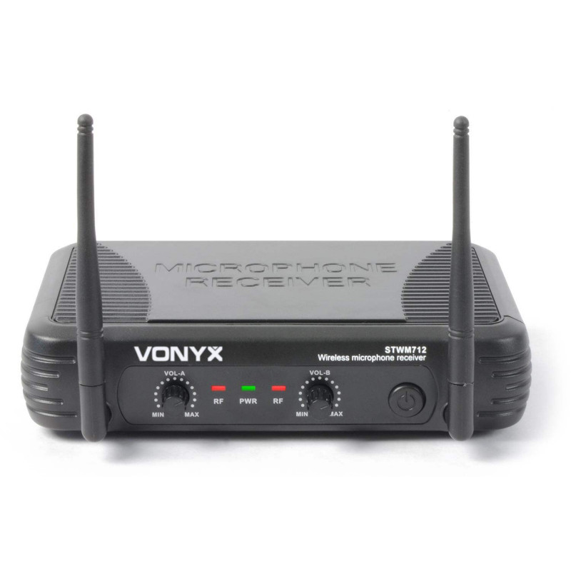 VONYX STWM712 Sistema inalambrico de 2 Micros de mano 2 Canales VHF, Diversity