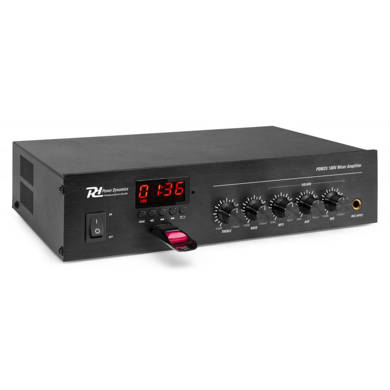 POWER DYNAMICS PDM25 Amplificador-Mezclador Linea de 100V.