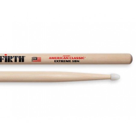 Baquetas Vic Firth 5BN Extreme American Classic Nylon, como una 5B pero con más potencia y alcance.
