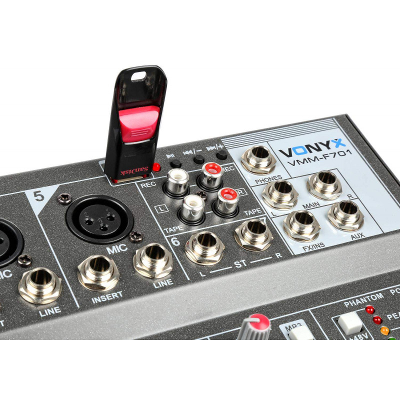 VONYX VMM-F701 Mesa de Mezclas de 7 canales,5 entradas de micro