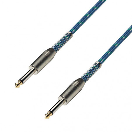 Cable de Instrumento Adam Hall 3 STAR IPP 0300 VINTAGE de 3 metros de longitud, con cubierta de nailon en color azul. Cable de Instrumento Adam Hall 3 STAR IPP 0300 VINTAGE de 3 metros de longitud, con cubierta de nailon en color azul.