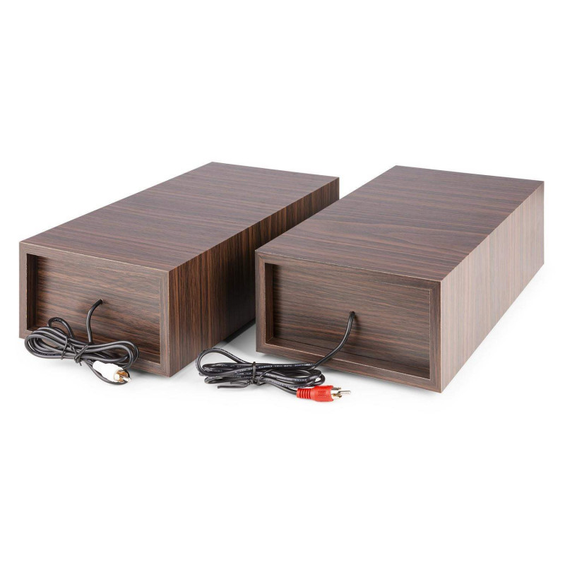 FENTOM RP165D Plato giradiscos con amplificación y Bluetooth, 2 altavoces de 50 Watts. Madera Oscura.