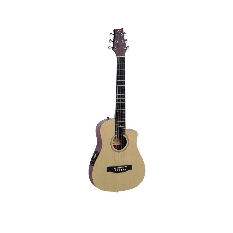 SOUNDSATION Compañera DNCE Guitarra acústica Electrificada de viaje, con funda acolchada ,84 cms.fondo curvado,