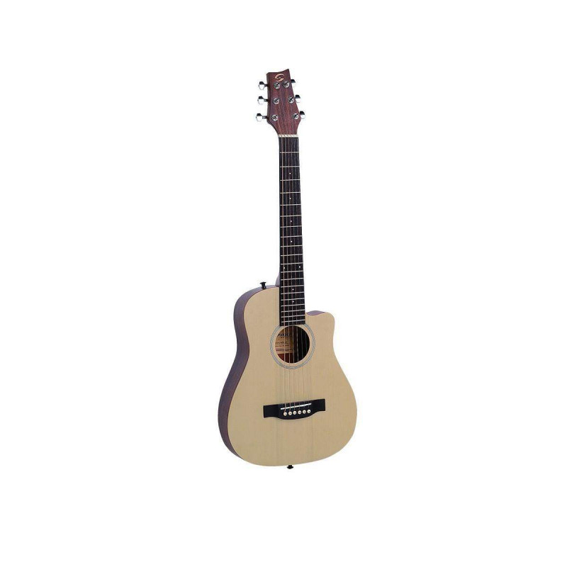 SOUNDSATION Compañera DNC Guitarra acustica de viaje ,con Funda acolchada. 84 cms,fondo curvado,