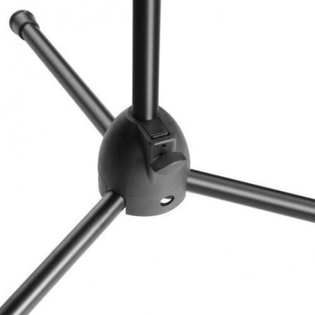 Pie de micro con jirafa S5B3 económico para escenario en color negro. Altura de 98 a 162cm. y brazo-jirafa fijo de 76cm.