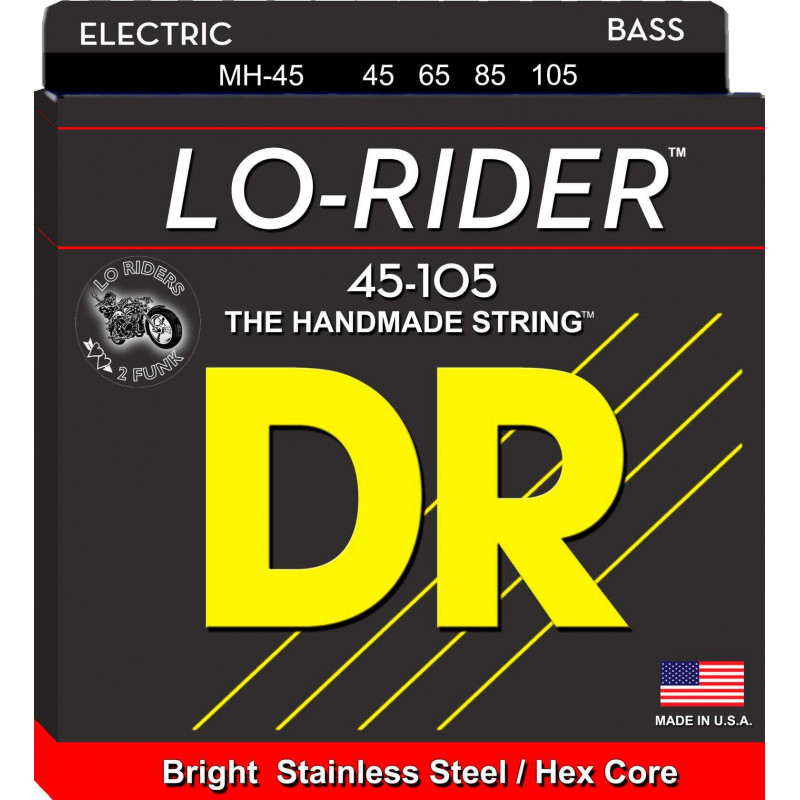 Juego de cuerdas para Bajo DR Strings Lo-Rider MH-45 Stainless Steel wound on Hexagonal Cores. Medium. 45-65-85-105.