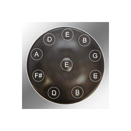 SOMNI Handpan 10 notas (Mi) AMARA, Ding en E. Escala: (E) B, D, E, F#, G, A, B, D, E SOMNI Handpan 10 notas (Mi) AMARA, Ding en E. Escala: (E) B, D, E, F#, G, A, B, D, E