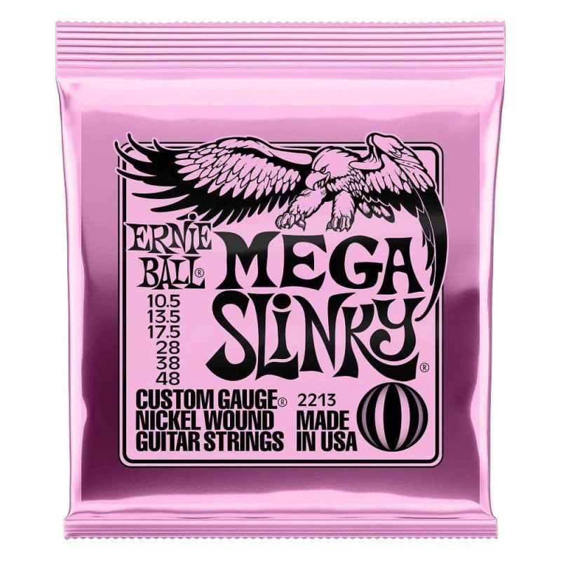 Juego de cuerdas para Guitarra Eléctrica ERNIE BALL Mega Slinky Nickel Wound 2213 Calibre 10.5-48.