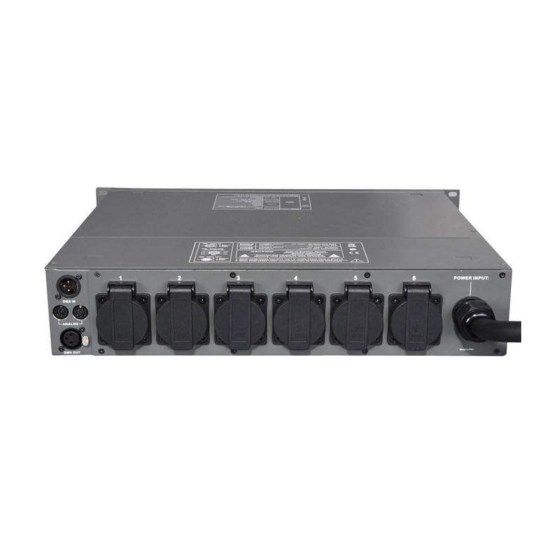 SHOWTEC DUP-600 Dimmer Regulador de luces 6 canales de 16 A cada uno ,DMX 512,,Pantalla LCD.