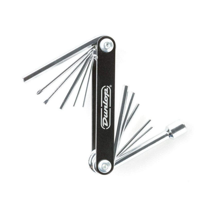 La Multi-Tool Dunlop DGT02 System 65 cuenta con numerosos accesorios para ayudarlo a mantener su instrumento en forma.