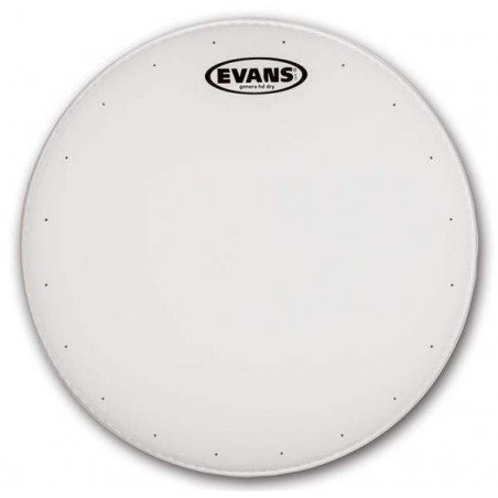 Parche batidor para caja de 14" Evans Genera Dry B14DRY de una capa de 10mil blanco rugoso con muffle y agujeros. Parche batidor para caja de 14" Evans Genera Dry B14DRY de una capa de 10mil blanco rugoso con muffle y agujeros.