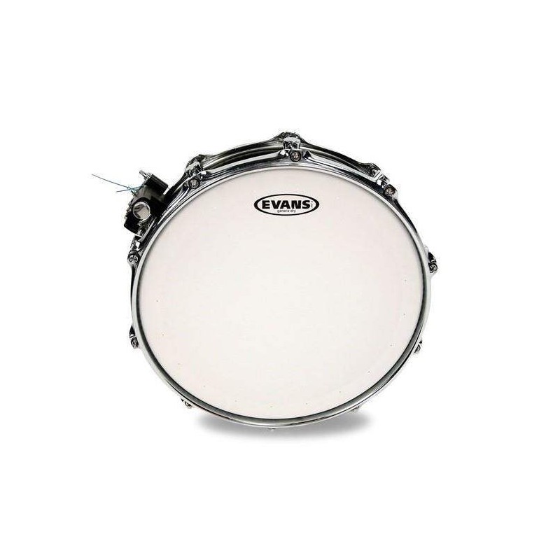 Parche batidor para caja de 14" Evans Genera Dry B14DRY de una capa de 10mil blanco rugoso con muffle y agujeros.