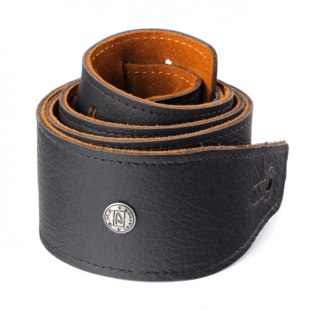 comprar correa para Guitarra o Bajo Dunlop BMF09BN de Piel negra con el interior en color natural, de 2,5" de ancho.