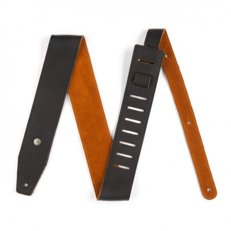 comprar correa para Guitarra o Bajo Dunlop BMF09BN de Piel negra con el interior en color natural, de 2,5" de ancho.