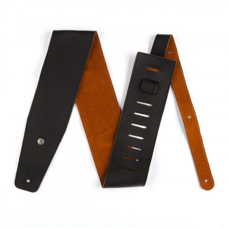 Correa para Guitarra o Bajo Dunlop BMF11BN de Piel negra con el interior en color natural, de 3,5" de ancho.