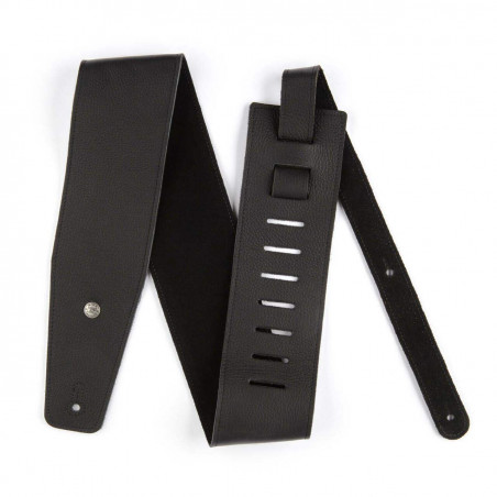 Correa para Guitarra o Bajo Dunlop BMF10BK de Piel negra con el interior también en color negro, de 3,5" de ancho.