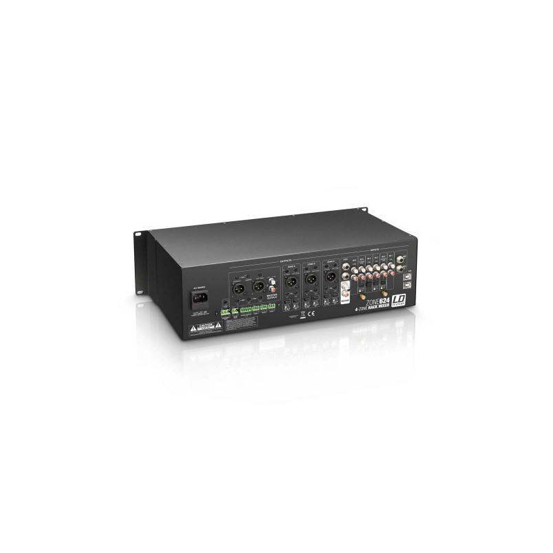 Mezclador de zonas ZONE 624 provisto de 6 canales de línea y 2 de micro, que pueden ...