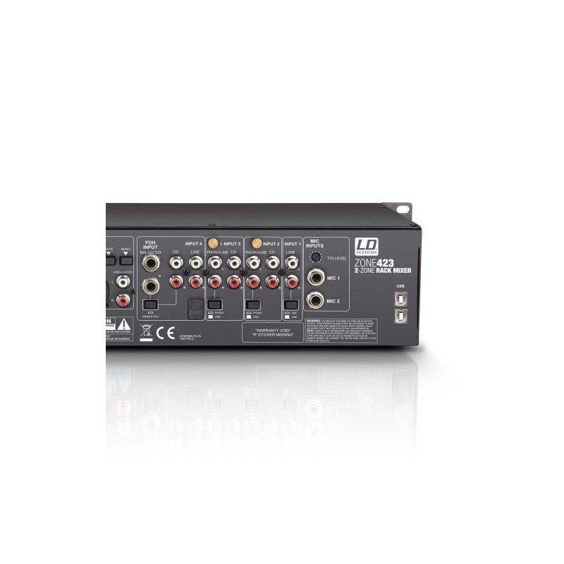 Mezclador de zonas ZONE 423. 4 canales de línea y 2 de micro, que pueden asignarse a...