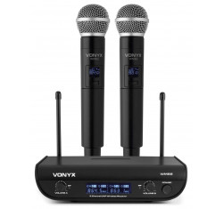 Microfono inalambrico dual de mano, VONYX WM82 UHF Digital. Salida independiente.