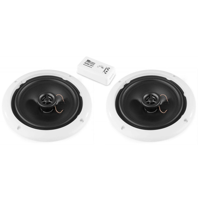 Power Dynamics BT10SET Set de Amplificador BT + 2 altavoces marinos 5"