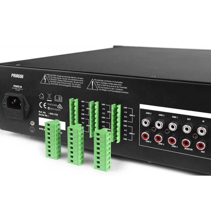 Power Dynamics PRM606 Amplificador matrix de 6 Zonas 360W línea de 100v