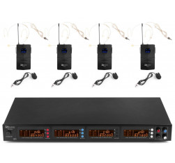 POWER DYNAMICS PD504B Set de 4 micros inalambricos Levalier / Headset UHF ,4x50 Canales, salidas XLR